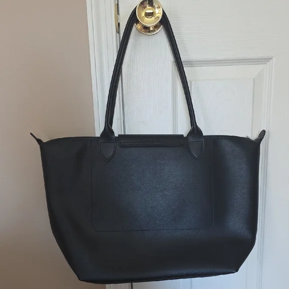 NWOT Longchamp le pliage city zip up tote bag large BLACK Coated Canvas - Picture 2 of 13